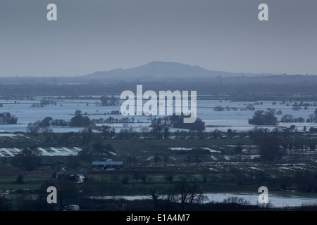 Ein Blick über den Somerset Levels, die durch die Überschwemmungen erfolgt ist Stockfoto