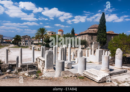 Athen, Griechenland. Ruinen von Roman Agora, Zentrum der Stadt in der römischen Reiches griechischen Kultur. Stockfoto