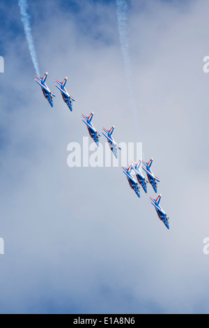 Patroulle de France Kunstflug erklingt in Duxford, England. Stockfoto