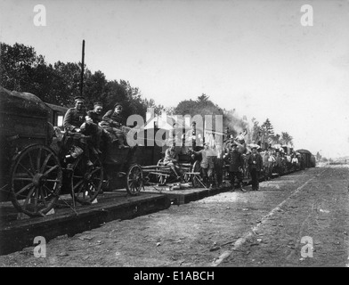 1. Weltkrieg deutsche Soldaten entspannte Truppe Lieferungen Zug Frankreich WW1 1916 Stockfoto