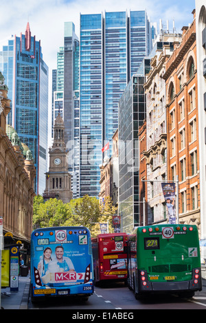 Sydney Australien, York Street, Busse, Rathaus, AU140312011 Stockfoto