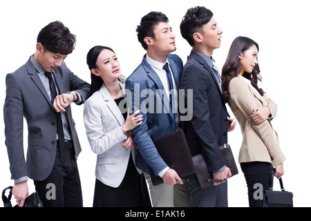 Junge Pendler in der Schlange Stockfoto