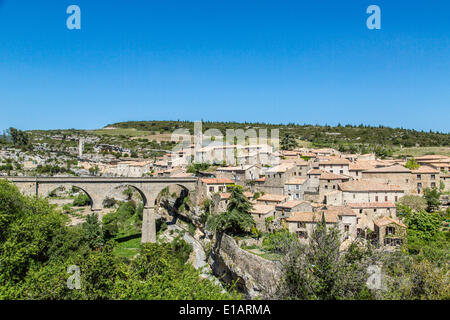 Blick auf das historische Dorf Minerve, Languedoc-Roussillon, Frankreich Stockfoto