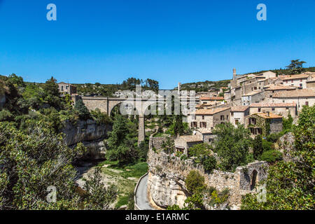 Blick auf das historische Dorf Minerve, Languedoc-Roussillon, Frankreich Stockfoto