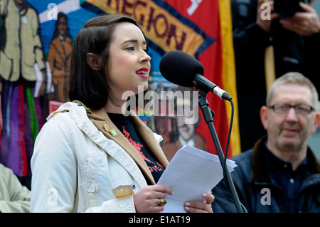 Lucille Harvey anlässlich der Maikundgebung auf dem Trafalgar Square, 2014 Stockfoto