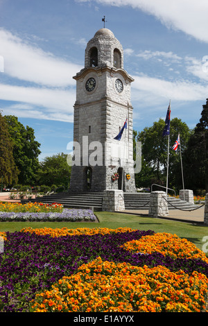 Seymour Square und Clock tower, Blenheim, Marlborough Region, Südinsel, Neuseeland, Südpazifik Stockfoto