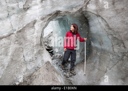 Gletscher-Tunnel, Fox Glacier, West Coast, Südinsel, Neuseeland, Südpazifik Stockfoto