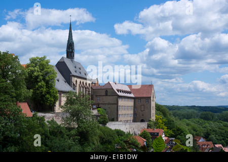 Evangelische Kirche und Gymnasium Marianum Schule, Warburg Stadt, Hessen, Deutschland, Europa Stockfoto