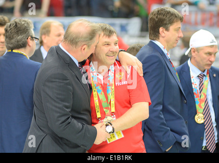 ZNAROK Oleg, Head Coach von Russland nach IIHF Eishockey-Weltmeisterschaft 2014 endgültig in Minsk-Arena Stockfoto