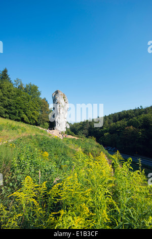 Europa, Polen, Malopolska, Nationalpark Ojców, Hercules Club, Maczuga Herkulesa, Kalkstein-Säule Stockfoto