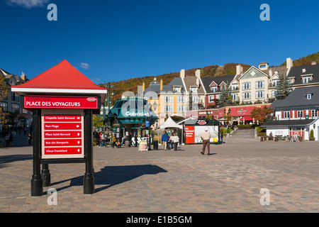 Der Mont-Tremblant Ski Village Website, Quebec, Kanada. Stockfoto