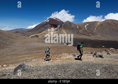 Tongariro Alpine Crossing mit Mount Ngauruhoe Stockfoto