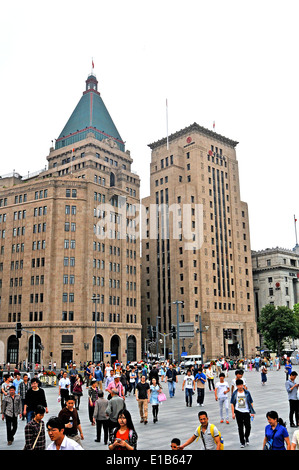 Der Bund mit (von links nach rechts) Citibank China Bank und ICBC bank in Shanghai Stockfoto