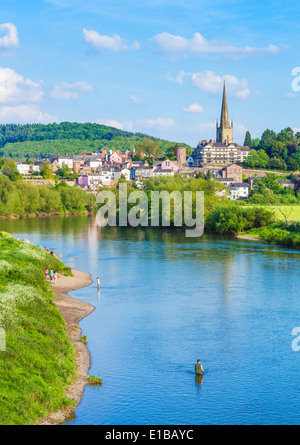 Angeln im Fluss Wye, Ross am Wye River Wye Valley, Herefordshire, England, UK, EU, Europa Stockfoto