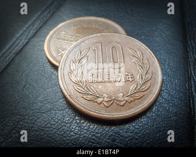 Japanischen Geld, Silber Münze, yen Stockfoto