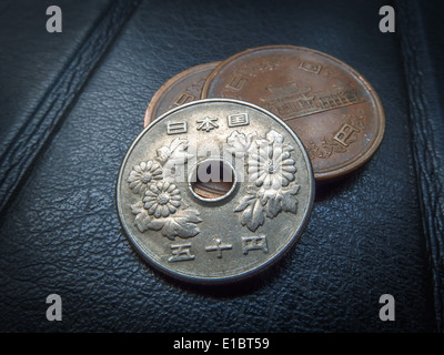 Japanischen Geld, Silber Münze, yen Stockfoto