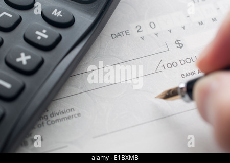 Business-Frau bereiten einen Scheck Stockfoto