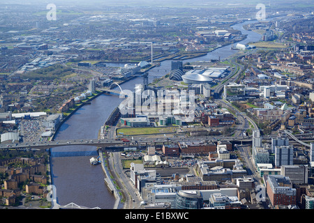 Der Fluss Clyde, Glasgow, Central Scotland, UK, Blick flussabwärts an die SEC Stockfoto