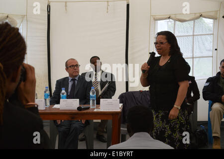 Juba, Süd-Sudan, Afrika. 29. Mai 2014. US-Botschafter in South Sudan SUSAN DENISE PAGE sprechen während der Veranstaltung. United States Agency for international Development (USAID) und der United Nations Childrens Fund (UNICEF) in Juba angekündigt, eine Partnerschaft zwischen USAID und UNICEF im Süd-Sudan, Mädchen, jungen und Jugendlichen gezwungen, ihre Häuser zu verlassen, durch die Kämpfe im Südsudan Notfall Bildung anzubieten. Bildnachweis: ZUMA Press, Inc./Alamy Live-Nachrichten Stockfoto