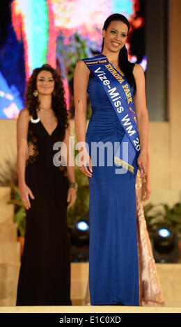 Rust, Deutschland. 29. Mai 2014. Felicia Kitchings aus den USA den zweiten Platz bei der Miss World Cup 2014 Festzug im Europa Park in Rust, Deutschland, 29. Mai 2014. Foto: Patrick Seeger/Dpa/Alamy Live News Stockfoto