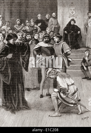 Jeanne d ' Arc am Gericht von Charles VII im Jahr 1429. Stockfoto