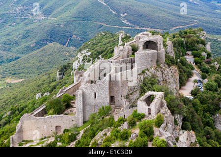 Luftaufnahme des Chateau de Peyrepertuse, Aude, Frankreich Stockfoto