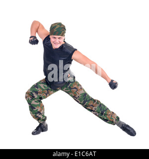 Soldaten in Tarnung Uniformen, isoliert auf weißem Hintergrund Stockfoto