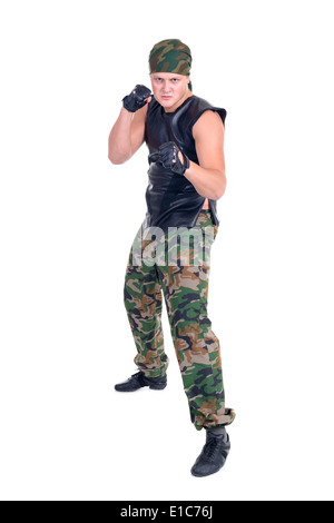 Soldaten in Tarnung Uniformen, isoliert auf weißem Hintergrund Stockfoto