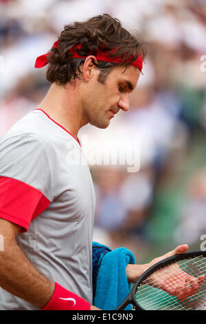 Paris, Frankreich. 30. Mai 2014. Tennis, French Open, Roland Garros, Roger Federer (SUI) Foto: Tennisimages / Henk Koster/Alamy Live News Stockfoto