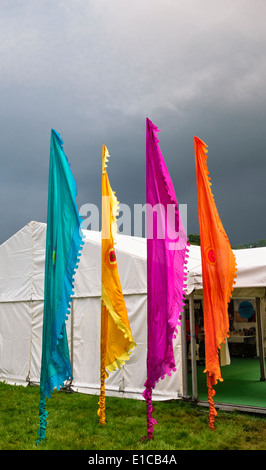 Stürmisches Wetter in 2014 Hay Festival of Literature, Hay-on-Wye, UK Stockfoto