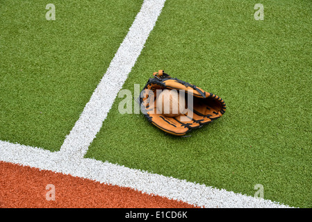 Linien und Streifen in grün Softball-Feld Stockfoto