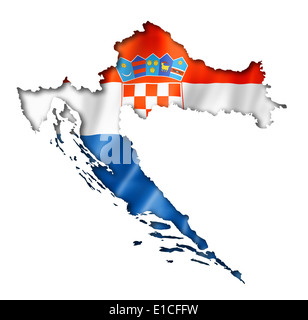 Kroatien-Flagge abzubilden, drei dimensionalen Render, isoliert auf weiss Stockfoto