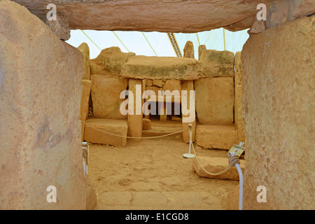 Mnajdra Tempel, Ħaġar Qim & Mnajdra archäologischer Park, Qrendi, südöstlichen Viertel, Malta Xlokk Region, Republik Malta Stockfoto