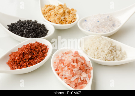 Vielzahl von verschiedenen Meersalze Stockfoto