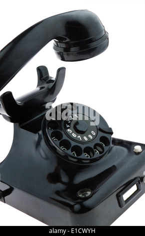 Eine alte Festnetz-Telefon. Telefon auf einem weißen Hintergrund. Stockfoto