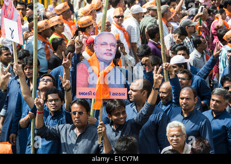 VADODARA, GUJARAT/Indien 9. April 2014: Hauptminister von Gujarat und BJP Ministerpräsidenten Kandidat Narendra Modi Stockfoto