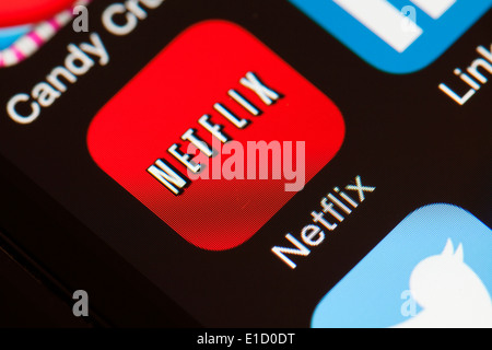 Netflix app-Symbol auf dem Handy. Stockfoto