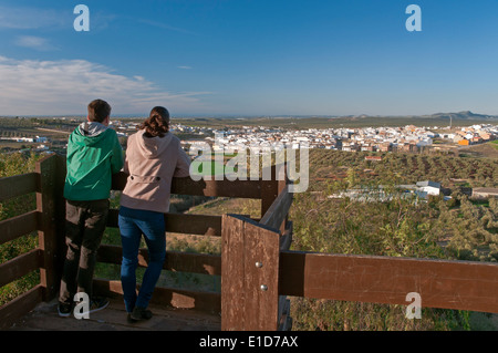 Ventippo Lookout am Cerro bellido, der touristischen Route der Banditen, casariche, Provinz Sevilla, Andalusien, Spanien, Europa Stockfoto