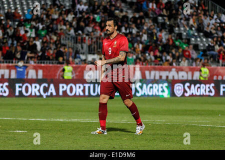 Lissabon, Porrtugal. 31. Mai 2014. Portugal nach vorne Hugo Almeida (9) während der vorbereitenden Freundschaftsspiel für die Weltmeisterschaft im National Stadium in Lissabon, Portugal, Samstag, 31. Mai 2014. Bildnachweis: Leonardo Mota/Alamy Live-Nachrichten Stockfoto