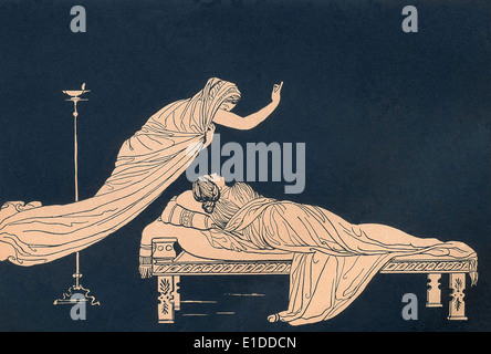 Athene erschien im Traum, Nausikaa in der Verkleidung eines Freundes und riet Nausicaa zum Fluss am nächsten Morgen gehen. Stockfoto