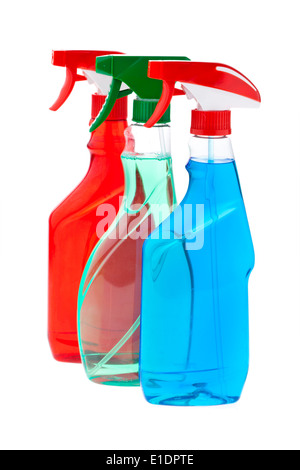 Eine Flasche Reinigungsflüssigkeit. Flasche auf weißen Hintergrund isoliert Stockfoto