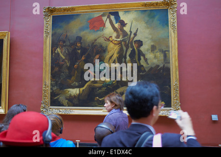 Frankreich, Paris, Louvre-Museum, Gemälde "La Liberte Guidant le Peuple de Eugene Delacroix' Stockfoto