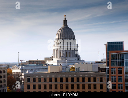 Ein Blick auf die Wisconsin State Capitol building in Madison, Wisconsin Stockfoto