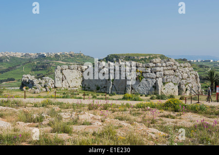 Neolithischen Tempel Ggantija Xaghra Magalithic Gozo Stockfoto