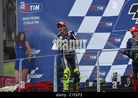 Mugello, Italien. 1. Juni 2014. MotoGP-Rennen. Valentino Rossi auf dem Podium beim Rennen in Mugello. Bildnachweis: Aktion Plus Sport/Alamy Live-Nachrichten Stockfoto