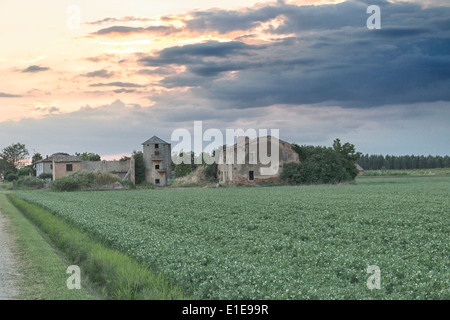 Zerstörten Bauern Häuser im italienischen Landschaft Stockfoto