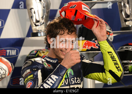 Mugello, Italien. 1. Juni 2014. Valentino Rossi (Yamaha Team Movistar) während der Pressekonferenz nach dem Rennen der MotoGP von Italien Credit: Gaetano Piazzolla/Alamy Live News Stockfoto