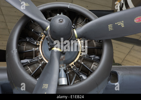 Eine Drehkolben-Propellermaschine auf eine b-17 fliegende Festung Stockfoto