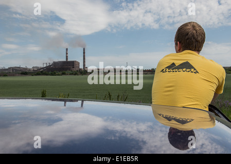 Metallurgical kombinieren Azovstal Iron & Steel Works - Teil der metallurgischen Division (Metinvest Group) in Mariupol, Ukraine Stockfoto