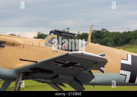 Messerschmitt Bf 109, auch bekannt als die ME 109, German World War Two Jagdflugzeug der Luftwaffe auf der Duxford Airshow Stockfoto